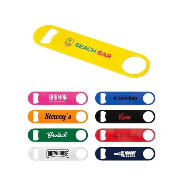 Main Product Image for Custom Printed Paddle Style Powder Coated Steel Bottle Opener