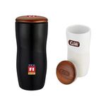 Buy Branded Double Wall Ceramic Tumbler with Lid 12 Oz