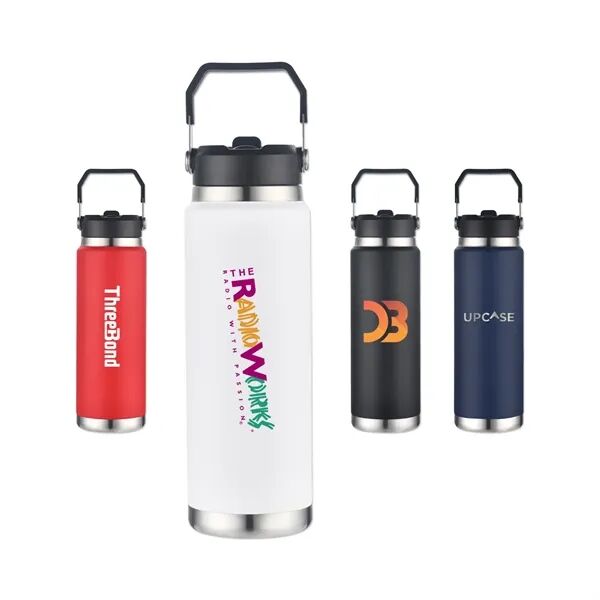 Main Product Image for Custom Printed Vacuum Bottle with Straw and Carry Handle 30 Oz