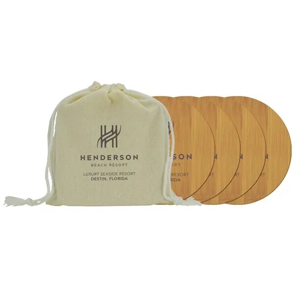 Main Product Image for Custom Logo Round Bamboo Coaster Kit