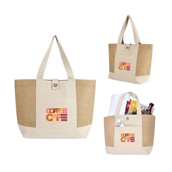 Main Product Image for Custom Printed Emma Jute and Cotton Shopper Tote