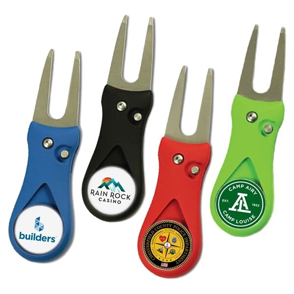 Main Product Image for Custom Printed Metal Golf Divot Tool w/ Magnetic Ball Marker