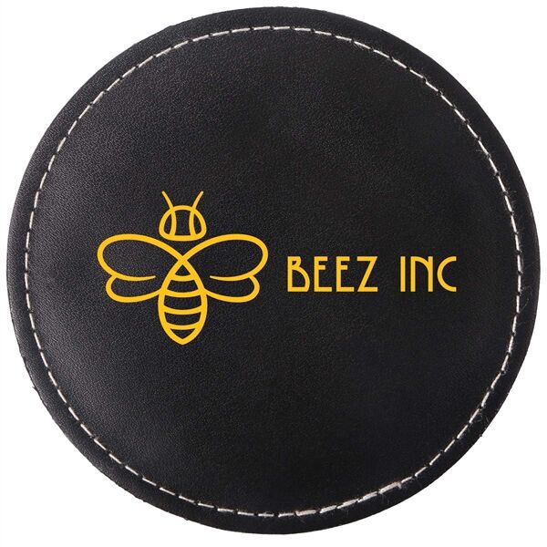 Main Product Image for Custom Printed Benson Bonded Leather Round Coaster