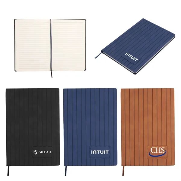 Main Product Image for Custom Logo PrimeMark A5 Stripe-Embossed Journal