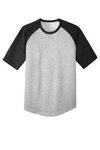 Sport-Tek Youth Short Sleeve Colorblock Raglan Jersey. - Heather Grey/ Black