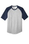 Sport-Tek Youth Short Sleeve Colorblock Raglan Jersey. - Heather Grey/ Navy